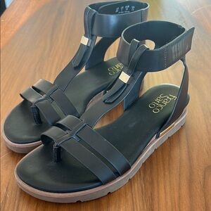 Franco Sarto Black Gladiator Sandals with Cushioned Footbed